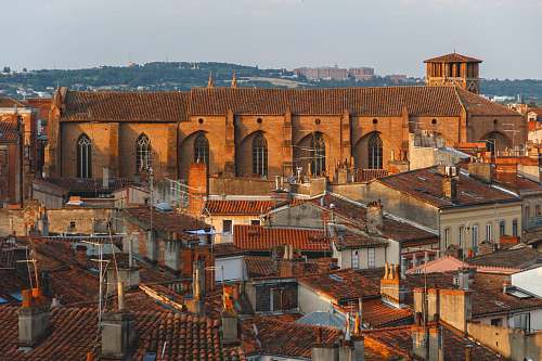 tile roof aerial photo of village toulouse